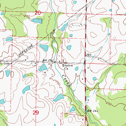 Topographic Map of Salem Church, AR