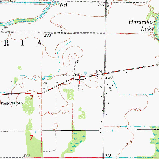 Topographic Map of Salem Church, AR