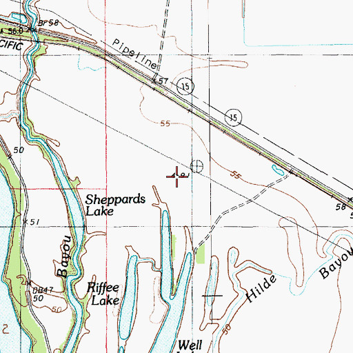 Topographic Map of Ward One, LA