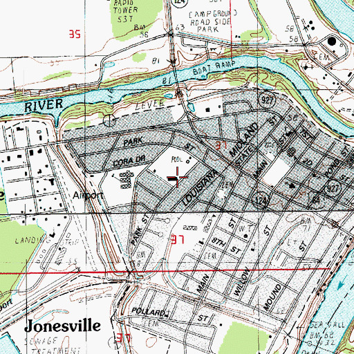 Topographic Map of Ward Eight, LA