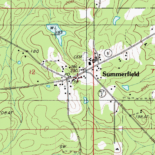 Topographic Map of Ward One, LA