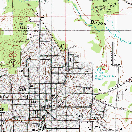 Topographic Map of Ward Seven, LA