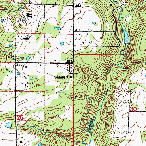 Topographic Map of Salem Church, AR
