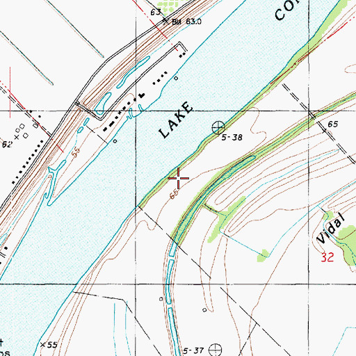 Topographic Map of Ward One, LA