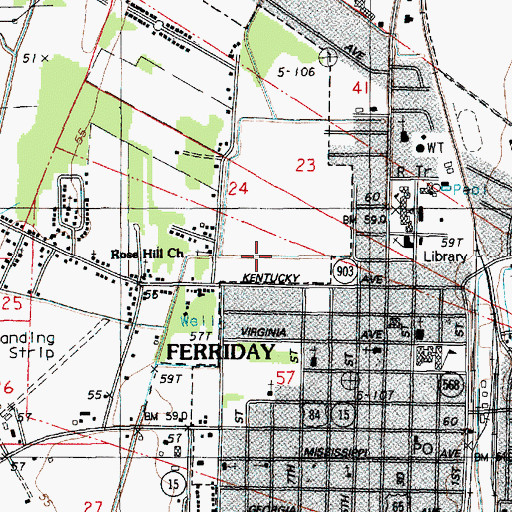 Topographic Map of Ward Two, LA