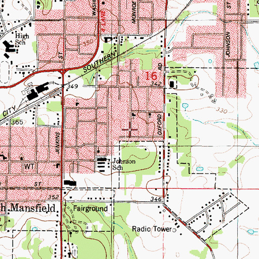 Topographic Map of Ward Four, LA