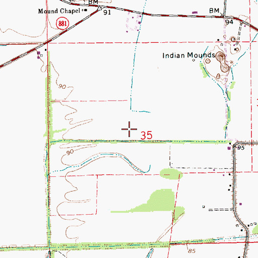 Topographic Map of Ward Two, LA