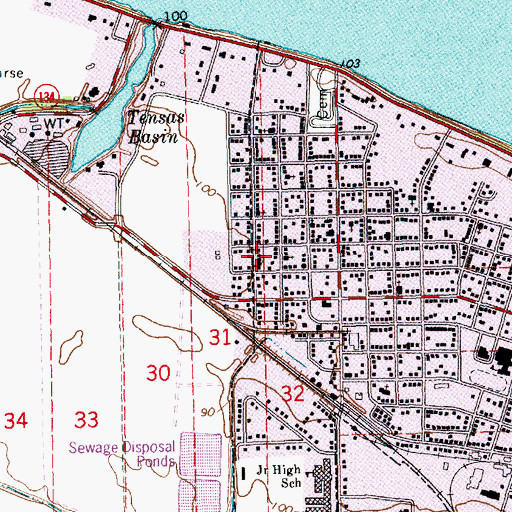 Topographic Map of Ward Three, LA