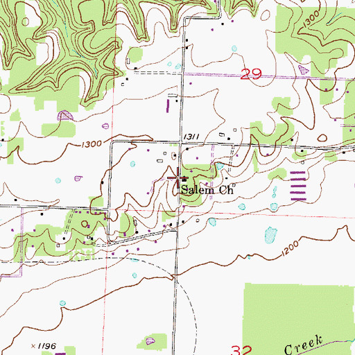 Topographic Map of Salem Church, AR