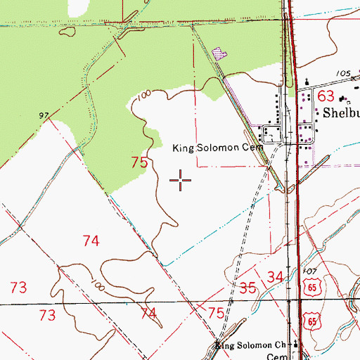 Topographic Map of Ward Five, LA
