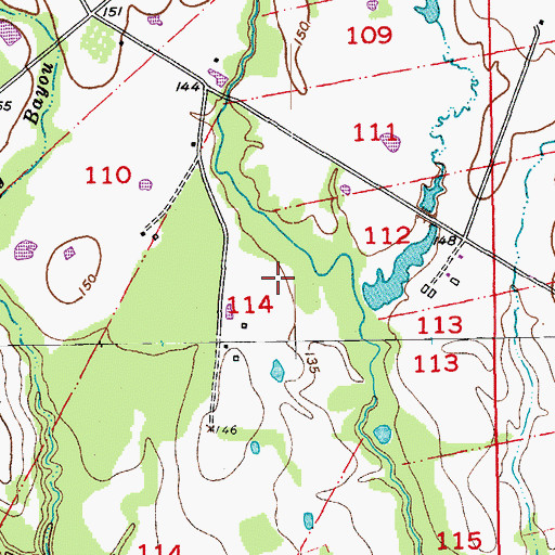 Topographic Map of Ward One, LA