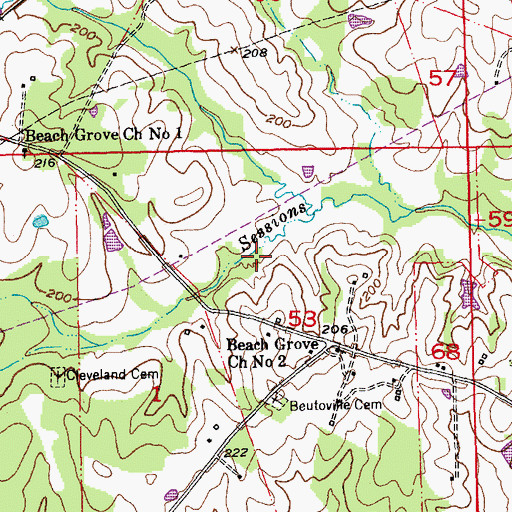 Topographic Map of Ward Two, LA