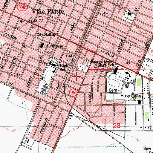 Topographic Map of Ward One, LA