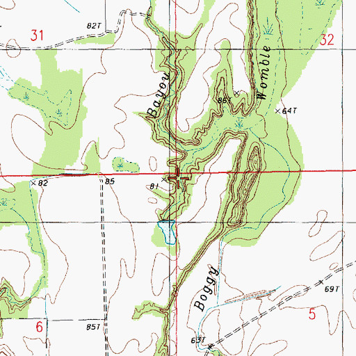Topographic Map of Ward Three, LA