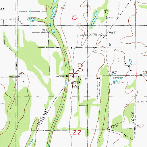 Topographic Map of Ward Five, LA