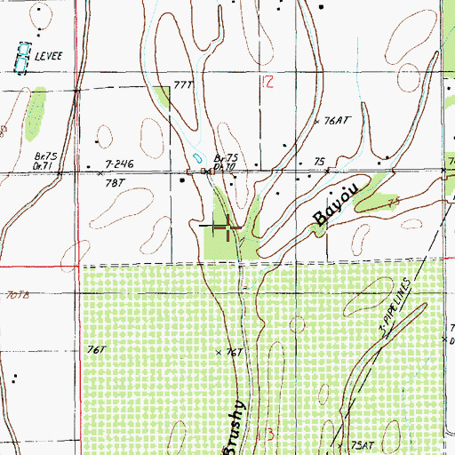 Topographic Map of Ward Six, LA