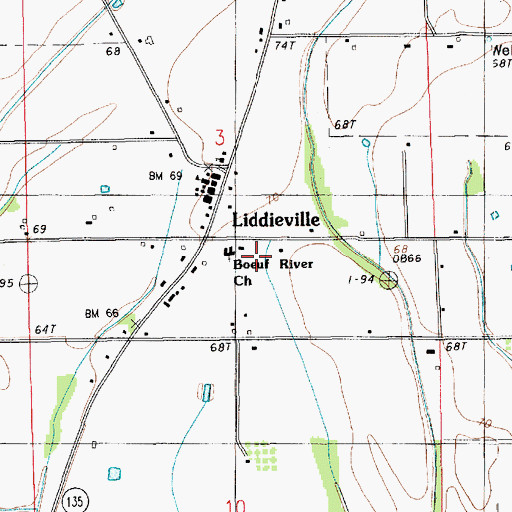 Topographic Map of Ward Eight, LA