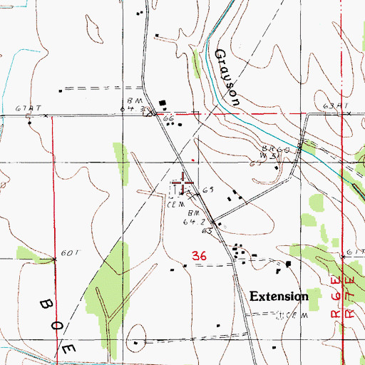 Topographic Map of Ward Nine, LA