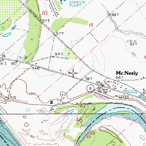 Topographic Map of Ward One, LA