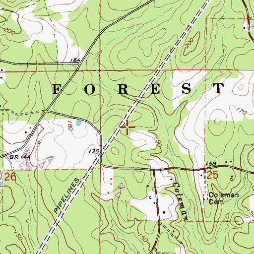 Topographic Map of Ward Two, LA