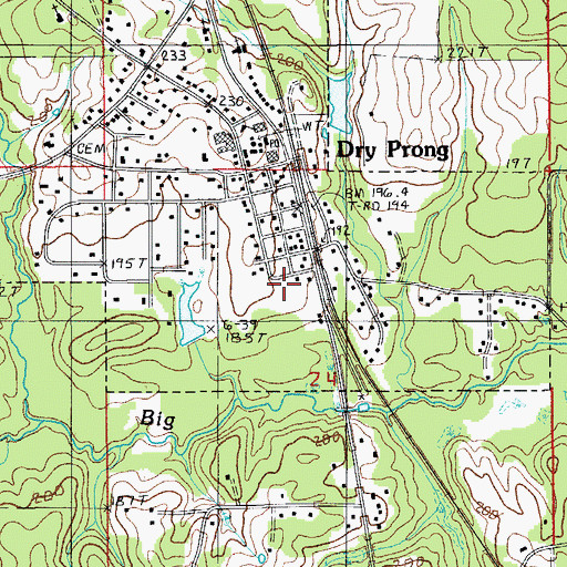 Topographic Map of Ward Three, LA