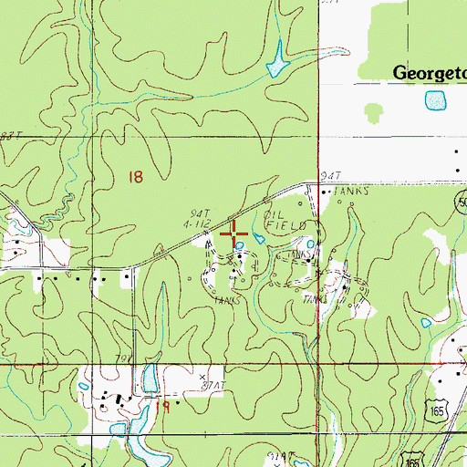 Topographic Map of Ward Five, LA