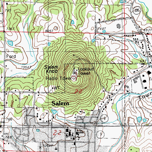 Topographic Map of Salem Knob, AR