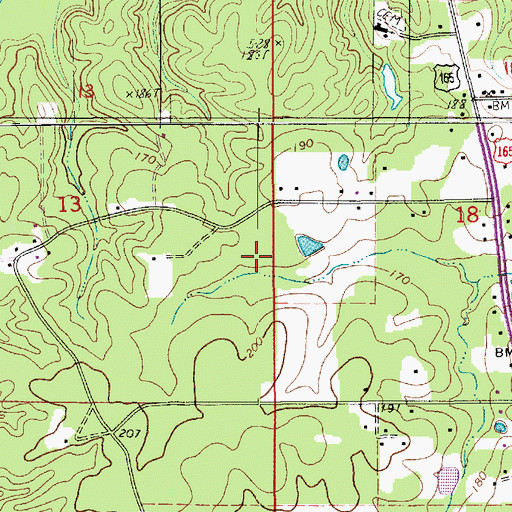 Topographic Map of Ward Eight, LA