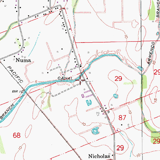 Topographic Map of Ward One, LA