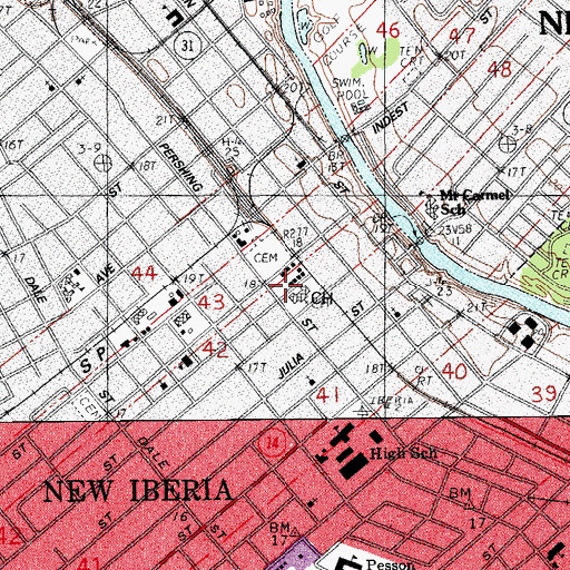 Topographic Map of Ward Five, LA