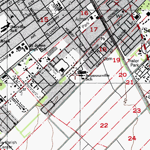 Topographic Map of Ward Two, LA