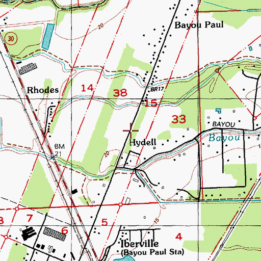 Topographic Map of Ward Four, LA