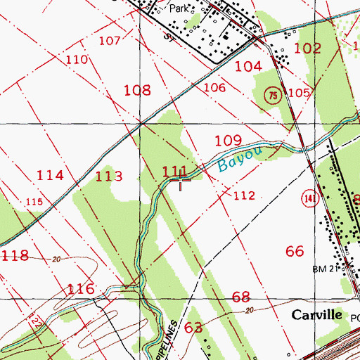 Topographic Map of Ward Five, LA
