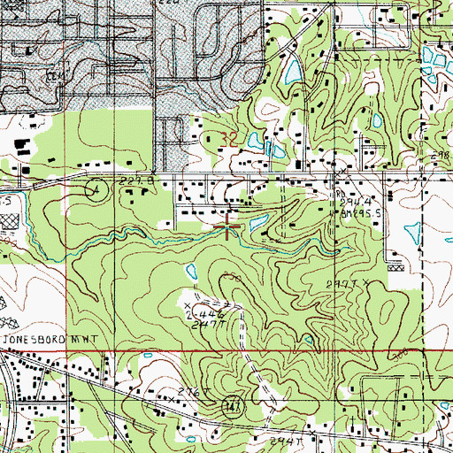 Topographic Map of Ward Five, LA