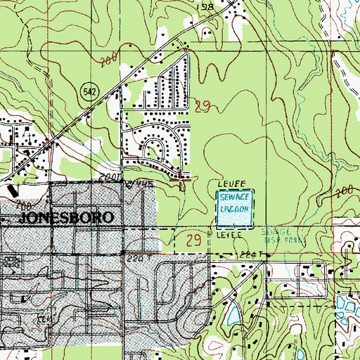 Topographic Map of Ward Ten, LA