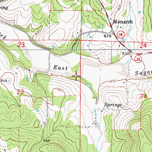 Topographic Map of Salina Hollow, AR