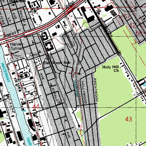 Topographic Map of Ward Three, LA