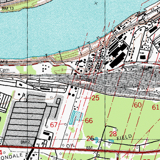 Topographic Map of Ward Five, LA