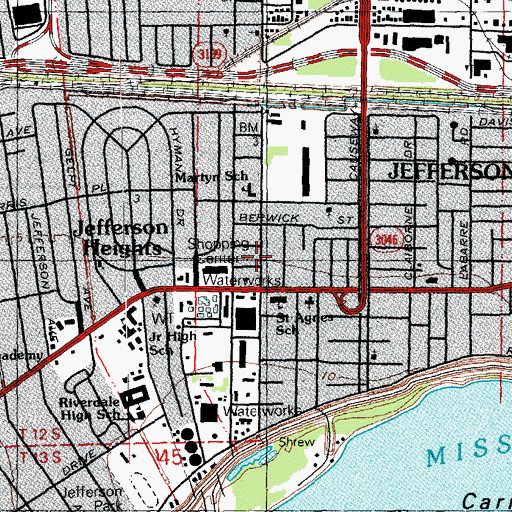 Topographic Map of Ward Seven, LA