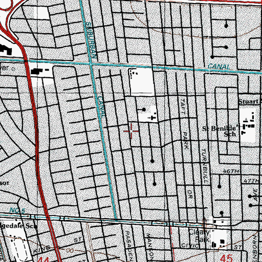 Topographic Map of Ward Eight, LA