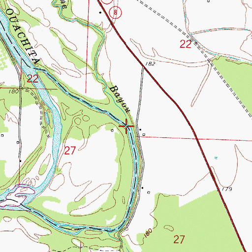 Topographic Map of Saline Bayou, AR