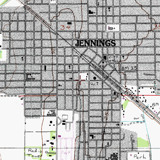 Topographic Map of Ward Two, LA