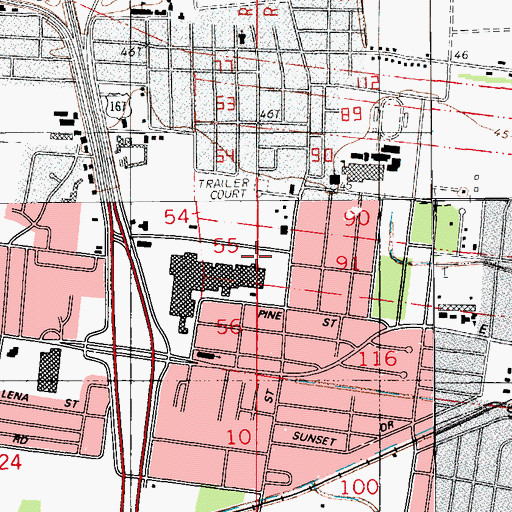 Topographic Map of Ward Two, LA
