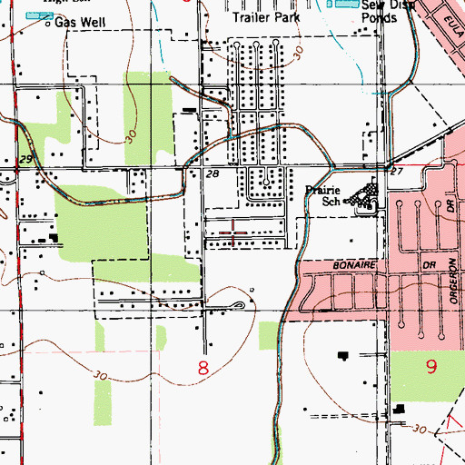 Topographic Map of Ward Five, LA