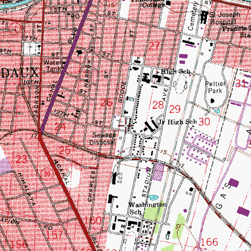 Topographic Map of Ward Two, LA