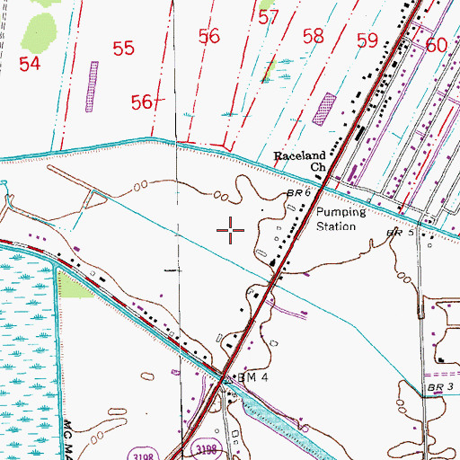 Topographic Map of Ward Three, LA