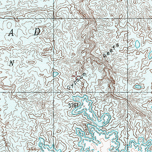 Topographic Map of Gypsum Reefs, AZ