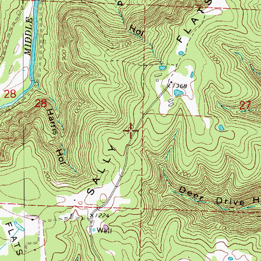 Topographic Map of Sally Flats, AR