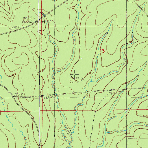 Topographic Map of Ward One, LA