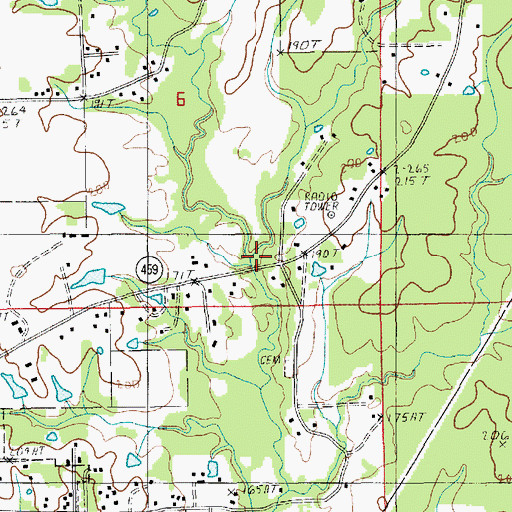 Topographic Map of Ward Four, LA